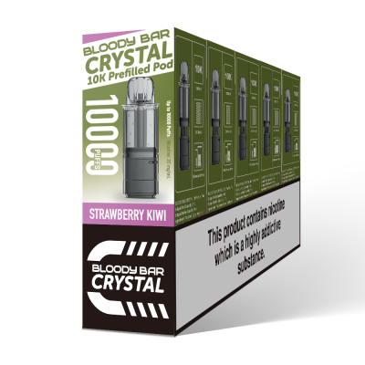 Bloody Bar Crystal 10K Puff Pod Kit - Strawberry Kiwi